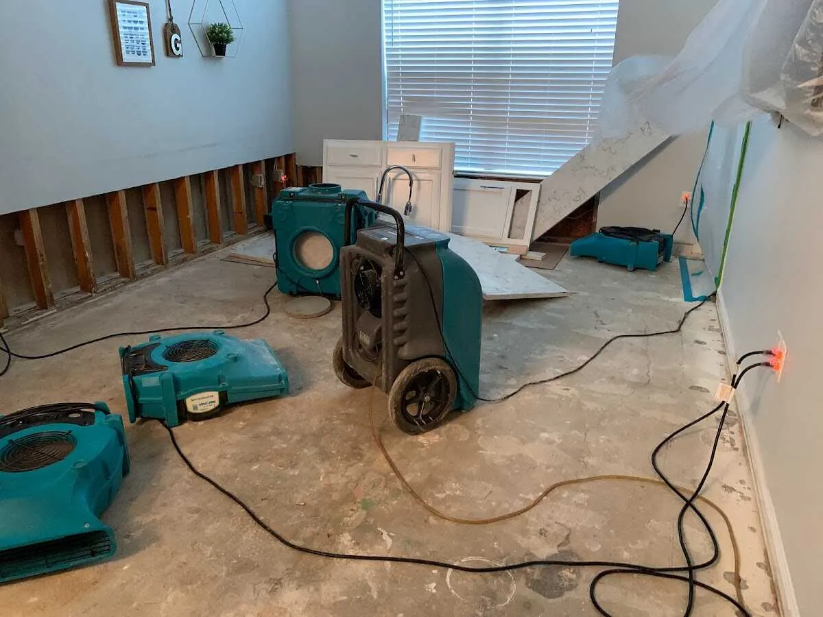 Dehumidifier in flood-cut room for Water Damage Restoration in Rockledge
